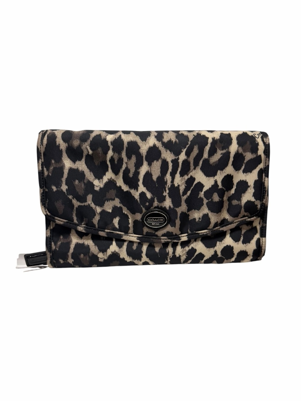 Coach Black/Tan Animal Print Cosmetic Bag